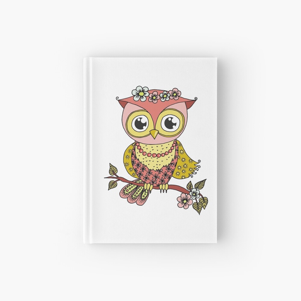 Sticker Hibou Mignon Dessin Anime Colore Assis Sur Une Branche D Arbre Par Mayyaiva Redbubble