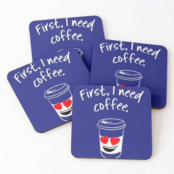Item preview, First, I need coffee. Good Morning - trendy coffee quote with takeaway cup cartoon   designed and sold by 22ndOfOctobe.