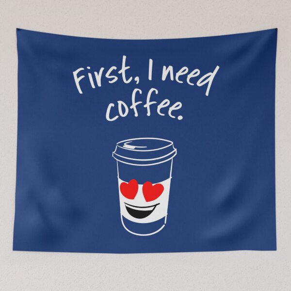 Item preview, First, I need coffee. Good Morning - trendy coffee quote with takeaway cup cartoon   designed and sold by 22ndOfOctobe.