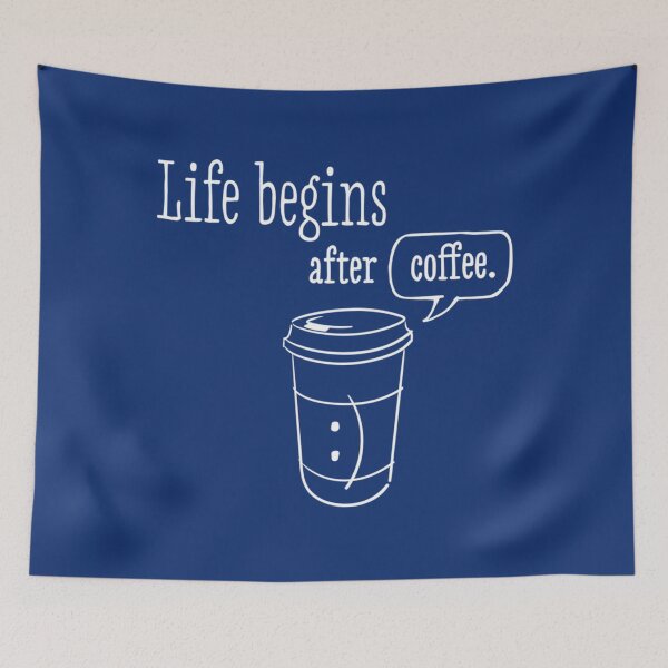 Item preview, Life begins after coffee - trendy coffee quote with takeaway cup cartoon   designed and sold by 22ndOfOctobe.
