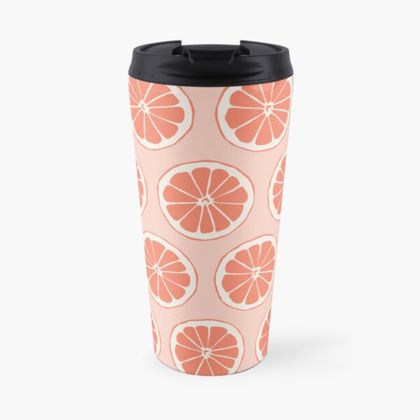 Tangerine Slices on Pale Peach Pink Background Travel Coffee Mug