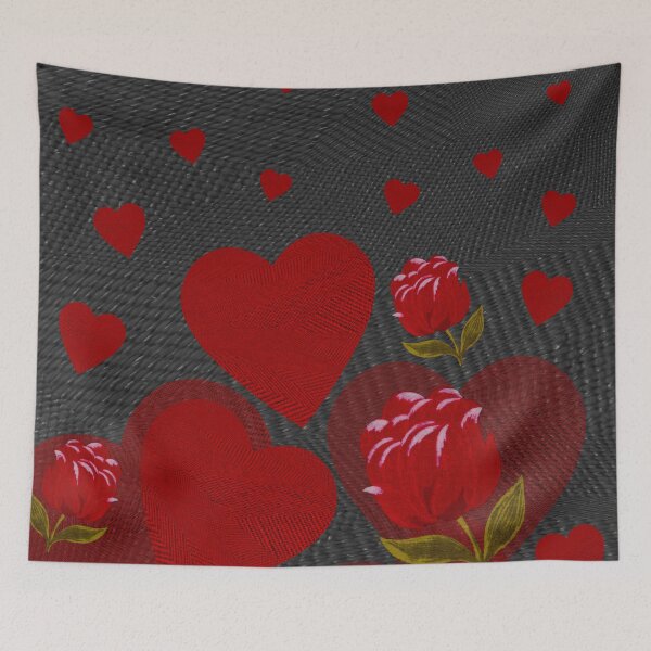 Item preview, Valentine, red heart, red rose on gray background designed and sold by homemadecreate.