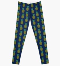 Pineapple stripes pattern by andrea lauren navy minimal fruit summer trendy print design Leggings
