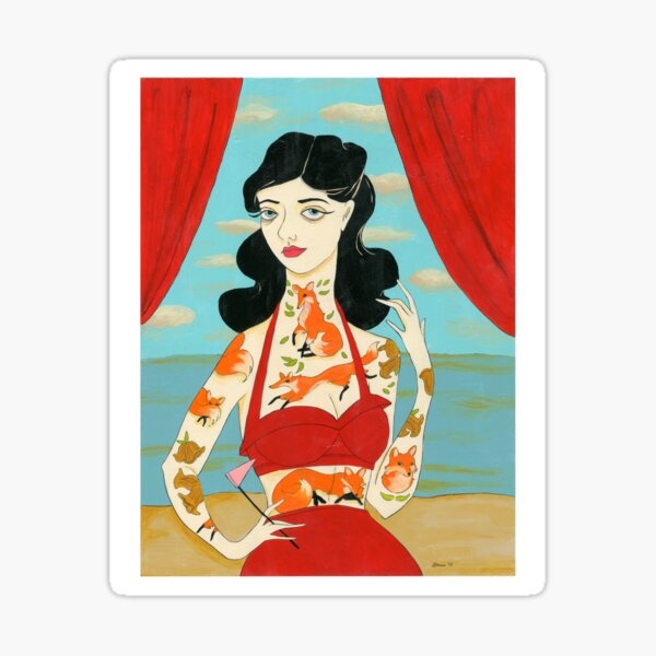 Foxy Tattooed Lady Sticker