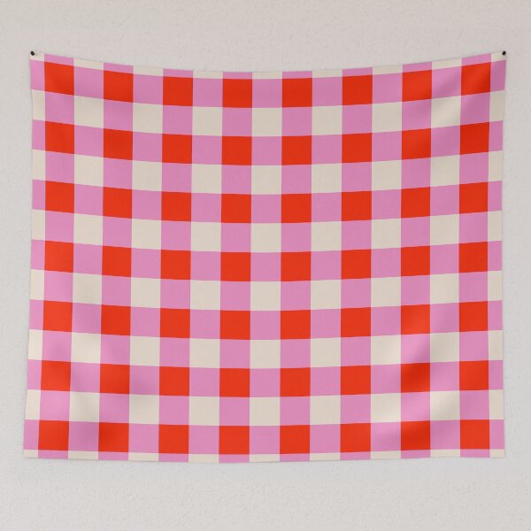 Item preview, Ruby Red and Pink Gingham Plaid Pattern designed and sold by lucybrownlane.