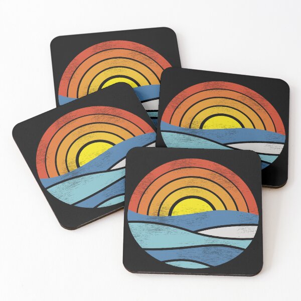 Item preview, Vintage Retro Sunset Rainbow Waves designed and sold by Rhu Creations.