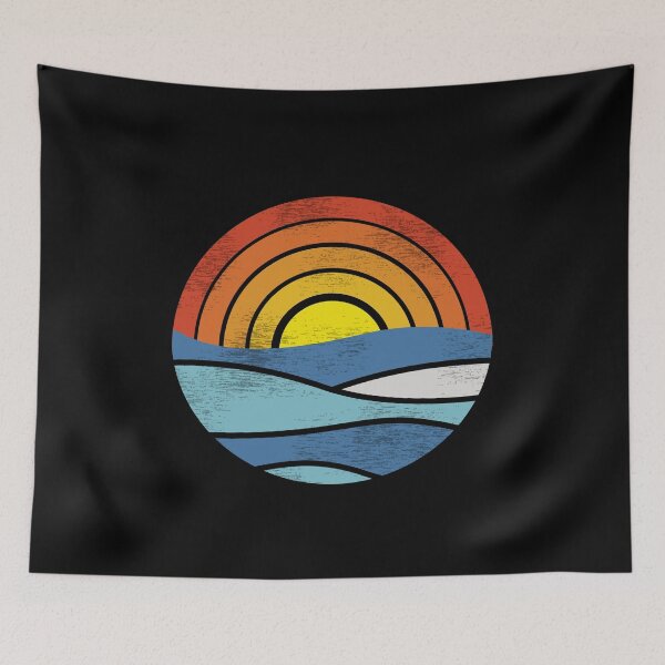 Item preview, Vintage Retro Sunset Rainbow Waves designed and sold by Rhu Creations.
