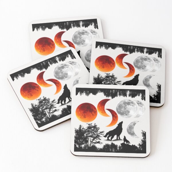 Item preview,  Cool Moons wolfs trees fantasy Art  designed and sold by BEAUTY ⭐⭐⭐⭐⭐.