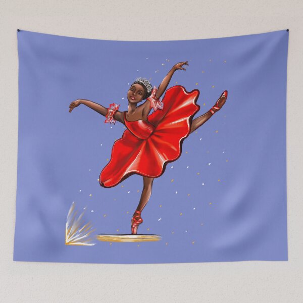 Item preview, Dance Ballet, African American ballerina dancing in red pointe shoes - ballerina dancing pirouette red tutu and pointe shoes  - brown skin ballerina designed and sold by Artonmytee.