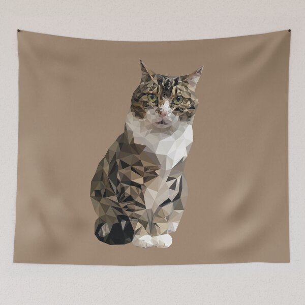 Item preview, Tabby cat lowpoly brown background designed and sold by xP42.