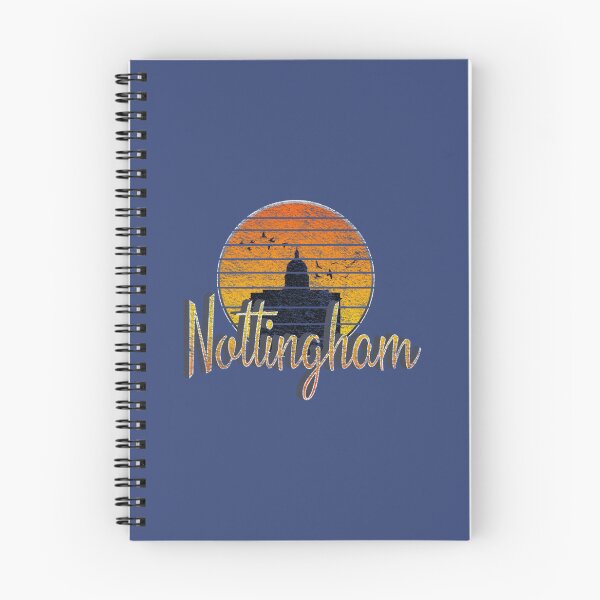 Artikelvorschau, Nottingham Sonnenuntergang im kalifornischen Stil beunruhigt entworfen und verkauft von TeeRexPrint.