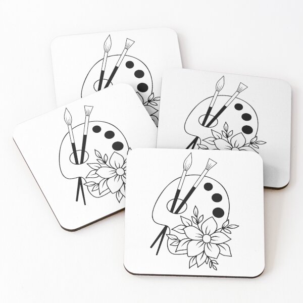 Item preview, Artist Paintbrush and paints Monochrome Sticker designed and sold by ElenaJoyDesign.