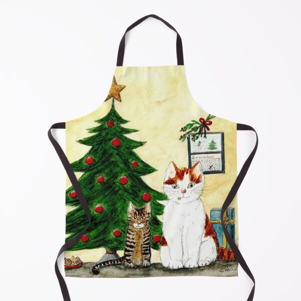 Item preview, Cat Carrot and kitten June in front of the Christmas tree designed and sold by Sandra  Steinke.