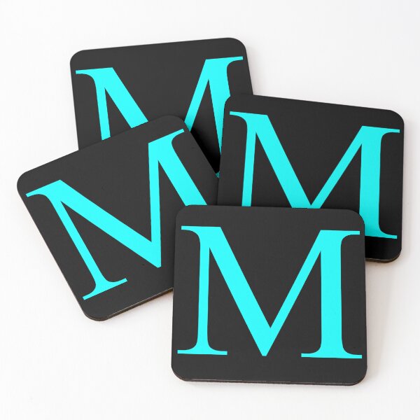 Item preview, The Letter M Cyan on Black 5748 designed and sold by Art in My Loft.