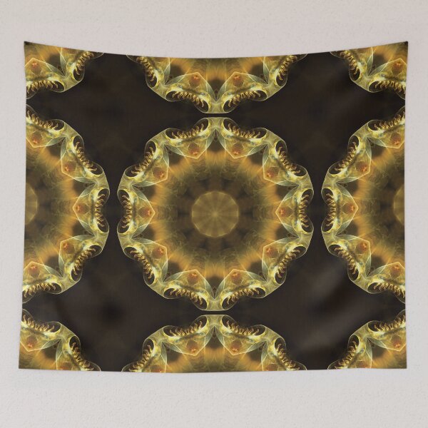 Item preview, Fractal 10-point mandala in gold, brown and cream designed and sold by effervescence.