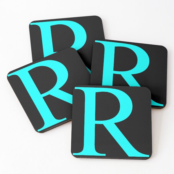 Item preview, The Letter R Cyan on Black 5748 designed and sold by Art in My Loft.