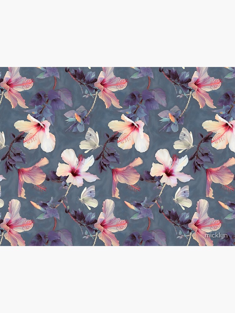 Butterflies and Hibiscus Flowers - a painted pattern by micklyn