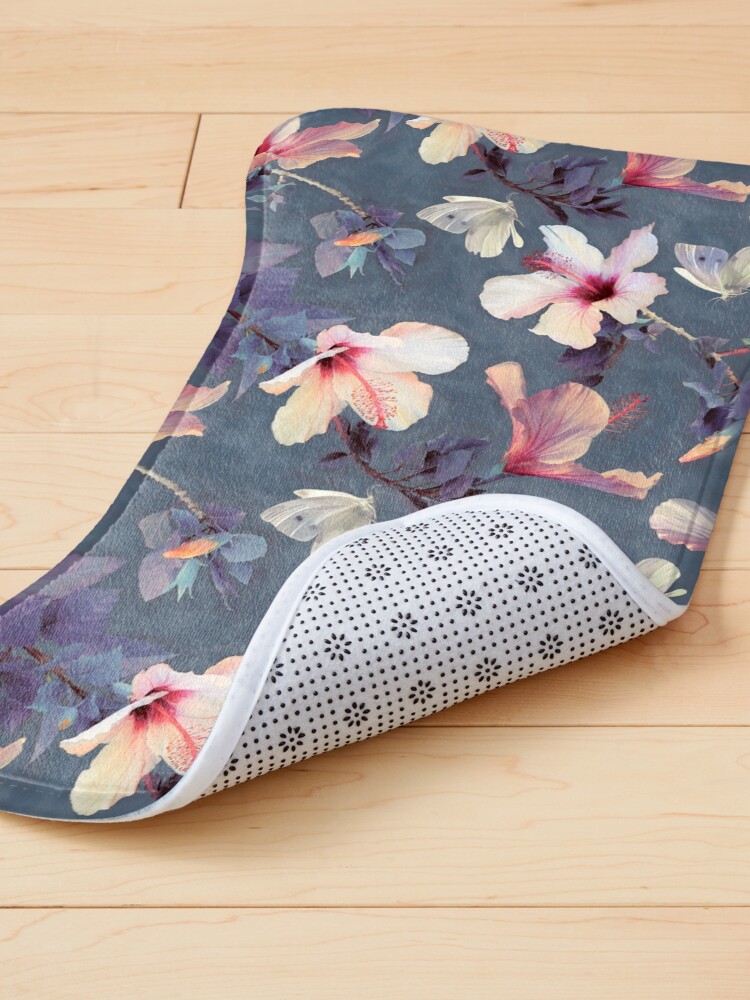 Alternate view of Butterflies and Hibiscus Flowers - a painted pattern Pet Mat