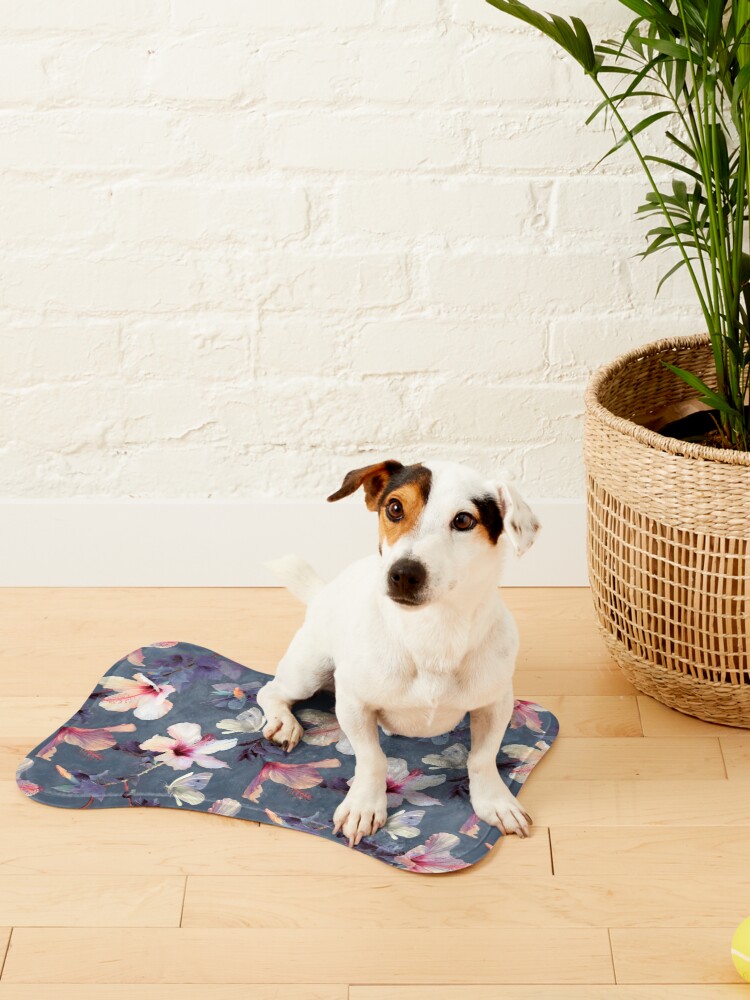 Alternate view of Butterflies and Hibiscus Flowers - a painted pattern Pet Mat