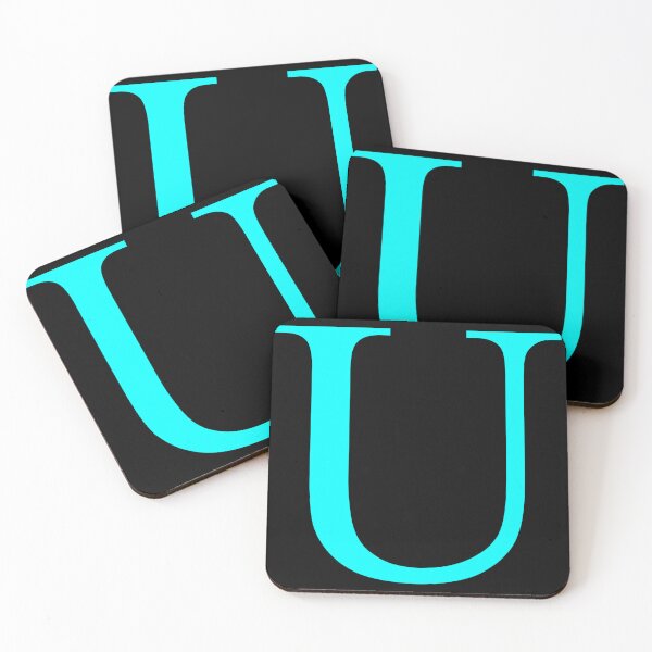 Item preview, The Letter U Cyan on Black 5748 designed and sold by Art in My Loft.
