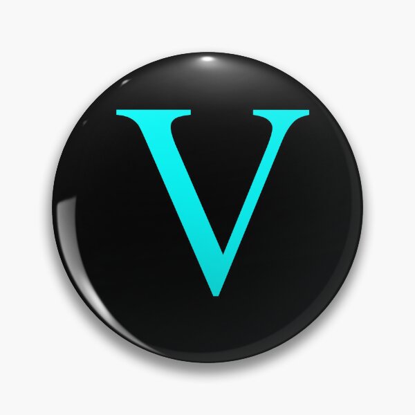 Item preview, The Letter V Cyan on Black 5748 designed and sold by Art in My Loft.