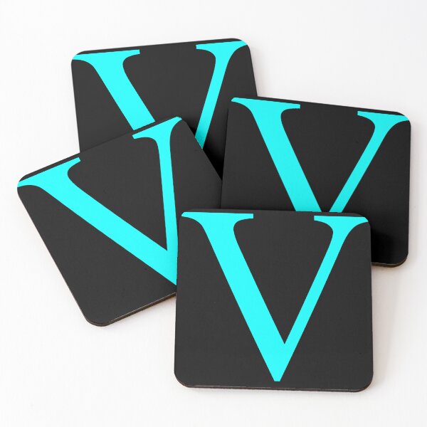 Item preview, The Letter V Cyan on Black 5748 designed and sold by Art in My Loft.