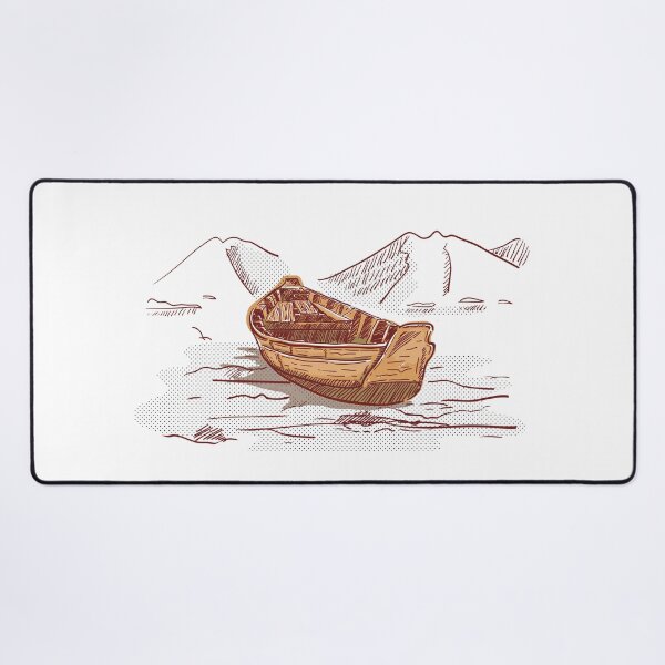 Item preview, Boat on the Shore Mountains Ocean Lithograph designed and sold by BakaOutfit.