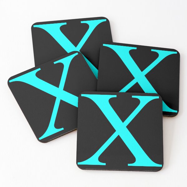 Item preview, The Letter X Cyan on Black 5748 designed and sold by Art in My Loft.