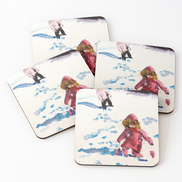 Item preview, Oil painting kids walking in snow designed and sold by Nina's Vibrant Art.
