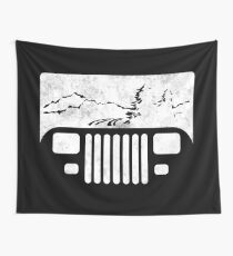 (White) Adventuring YJ Jeep Wall Tapestry