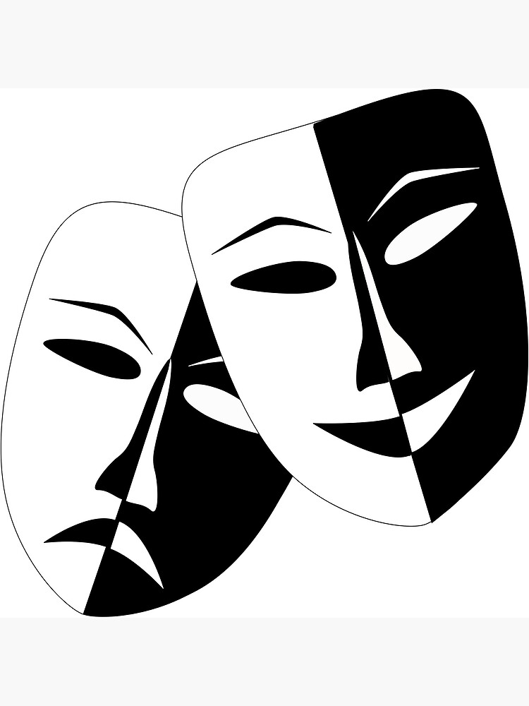 Mask Comedy and Tragedy Happy Sad Greek Theater Symbol Wall Décor