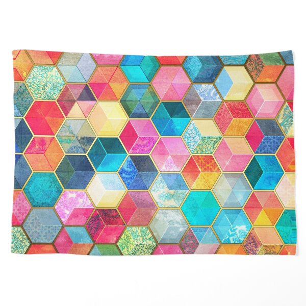Crystal Bohemian Honeycomb Cubes - colorful hexagon pattern Pet Blanket