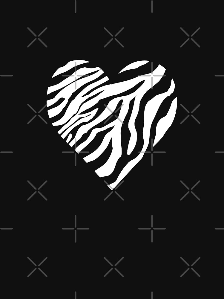 Aperçu 7 sur 7. T-shirt classique avec l'œuvre Coeur de zèbre blanc pour fond sombre créée et vendue par AudreyJanvier.