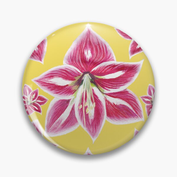 Item preview, Pink amaryllis on yellow background seamless pattern designed and sold by AleFairyland.