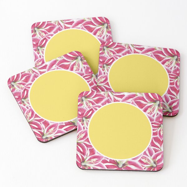 Item preview, Pink amaryllis on yellow background seamless pattern designed and sold by AleFairyland.