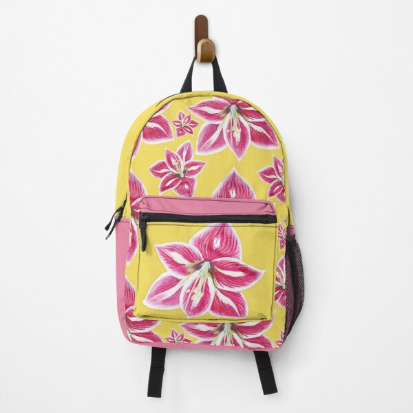Item preview, Pink amaryllis on yellow background seamless pattern designed and sold by AleFairyland.