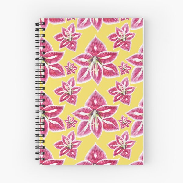Item preview, Pink amaryllis on yellow background seamless pattern designed and sold by AleFairyland.