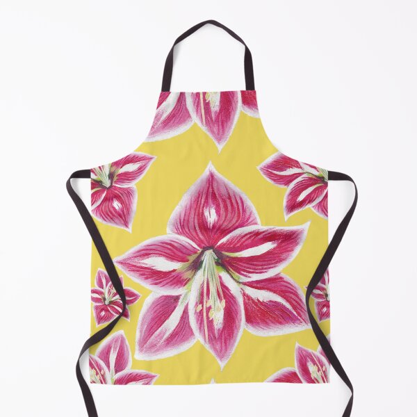 Item preview, Pink amaryllis on yellow background seamless pattern designed and sold by AleFairyland.