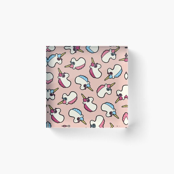 Unicorns Are Cool Pattern - Multi Acrylic Block