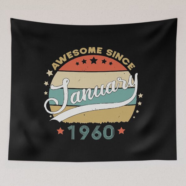 Item preview, Awesome Since january 1960 Birthday Retro Sunset Vintage Funny Gift For Birthday  designed and sold by KathrineSandnes.