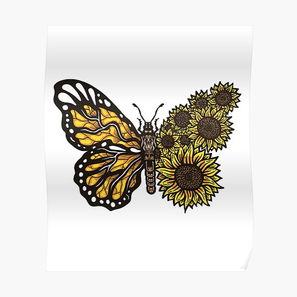 Sunflower Butterfly Poster For Sale By Ibruster Redbubble 6124