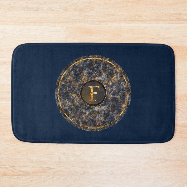 Item preview, Monogram Initial Golden Letter F Dark Blue Marble Pattern designed and sold by MintaApparel.