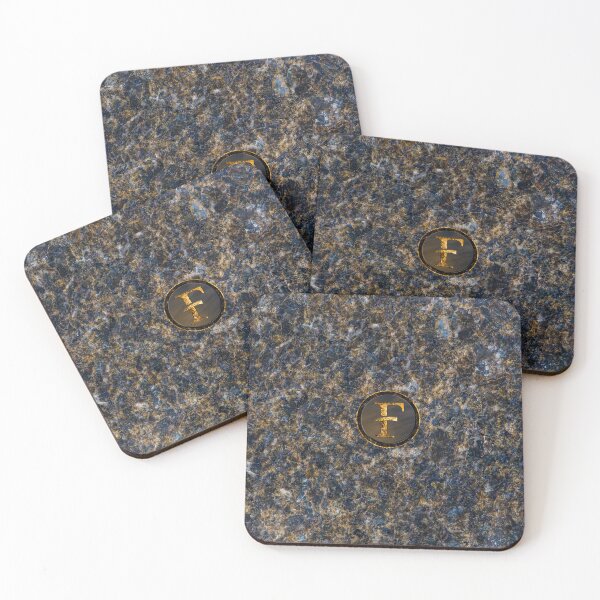 Item preview, Monogram Initial Golden Letter F Dark Blue Marble Pattern designed and sold by MintaApparel.