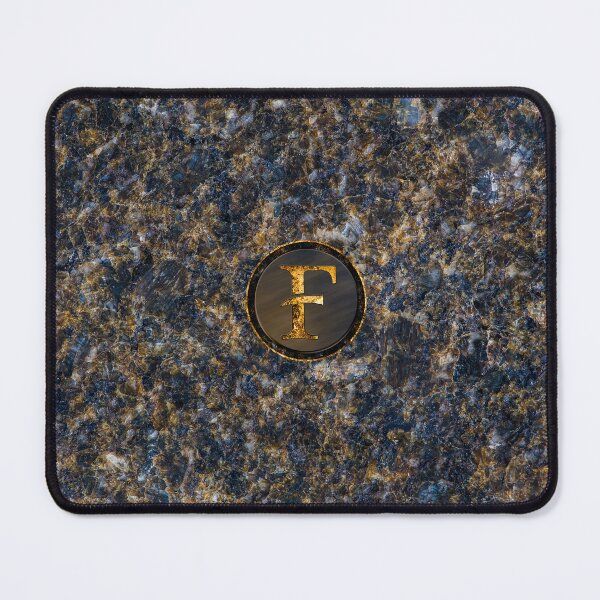 Item preview, Monogram Initial Golden Letter F Dark Blue Marble Pattern designed and sold by MintaApparel.