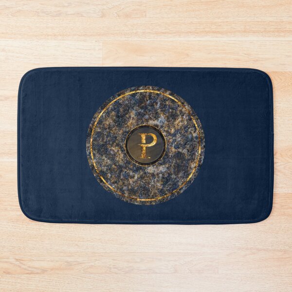 Item preview, Monogram Initial Golden Letter P Dark Blue Marble Pattern designed and sold by MintaApparel.