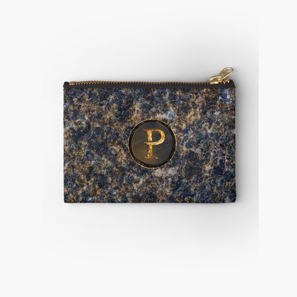Item preview, Monogram Initial Golden Letter P Dark Blue Marble Pattern designed and sold by MintaApparel.