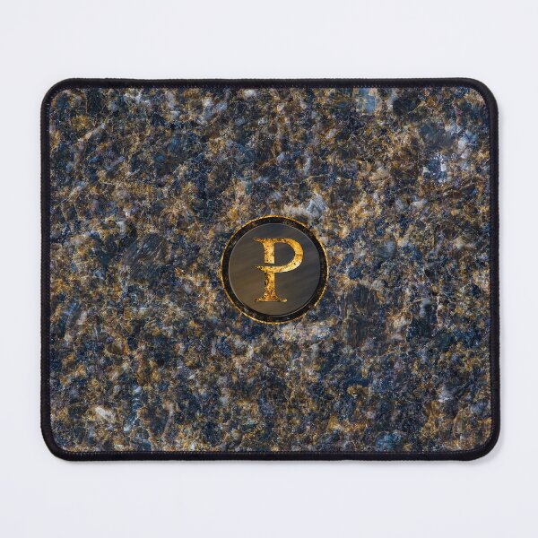 Item preview, Monogram Initial Golden Letter P Dark Blue Marble Pattern designed and sold by MintaApparel.