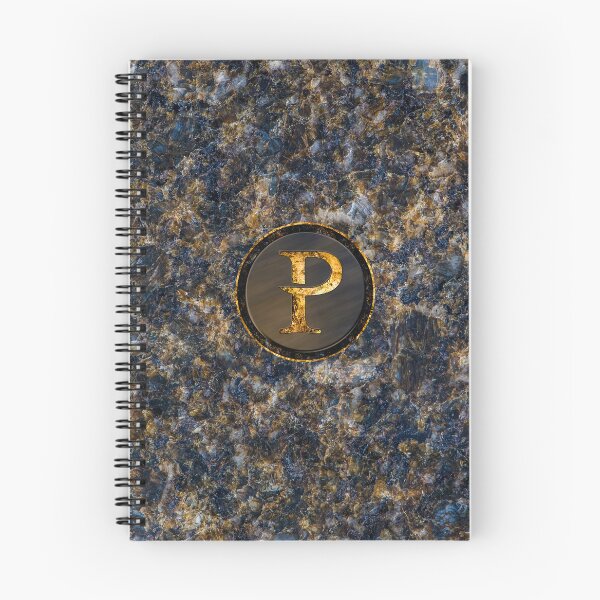 Item preview, Monogram Initial Golden Letter P Dark Blue Marble Pattern designed and sold by MintaApparel.