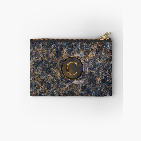 Item preview, Monogram Initial Golden Letter C Dark Blue Marble Pattern designed and sold by MintaApparel.