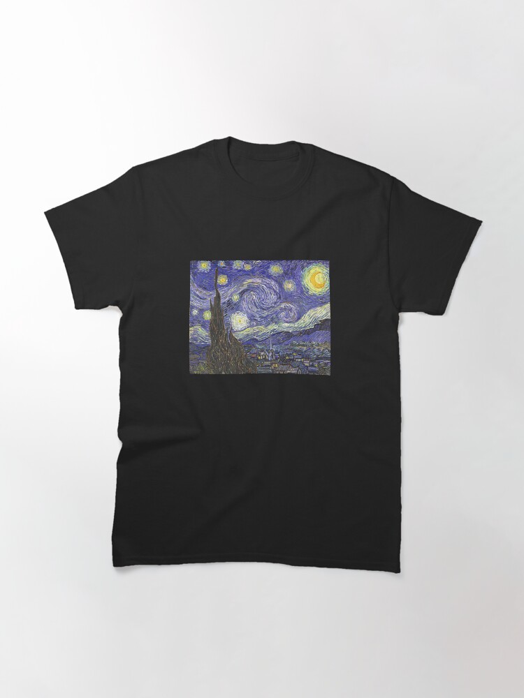 Thumbnail 3 of 7, Classic T-Shirt, 'Starry Night' by Vincent Van Gogh (Reproduction) designed and sold by RozAbellera.